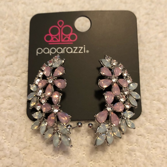 Paparazzi Garden party powerhouse pink post earrings. Ear crawlers.